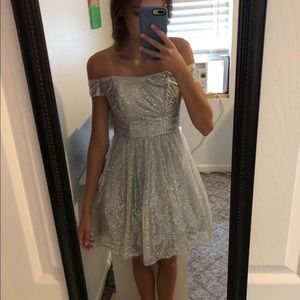 Silver sparkly homecoming dress